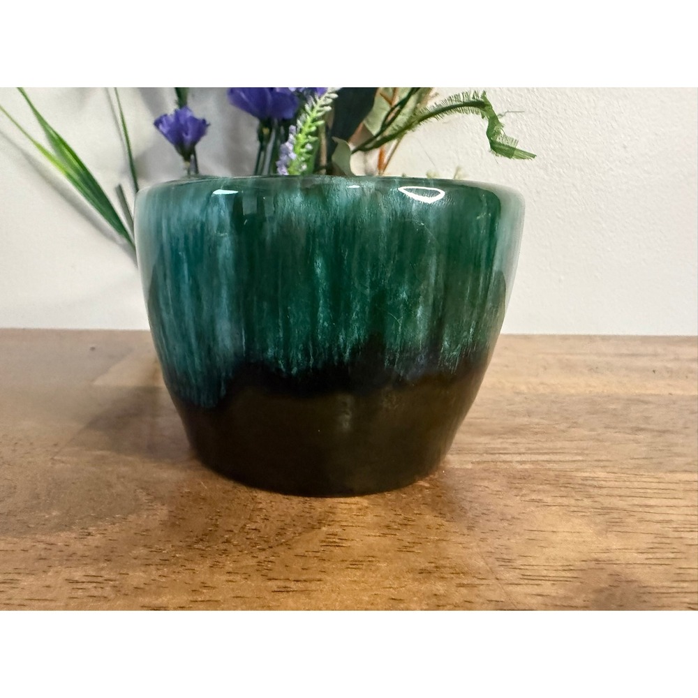 Blue Mountain Pottery Square Rim Bowl Green Black Drip Glaze MCM Canada Vintage - Picture 4 of 7